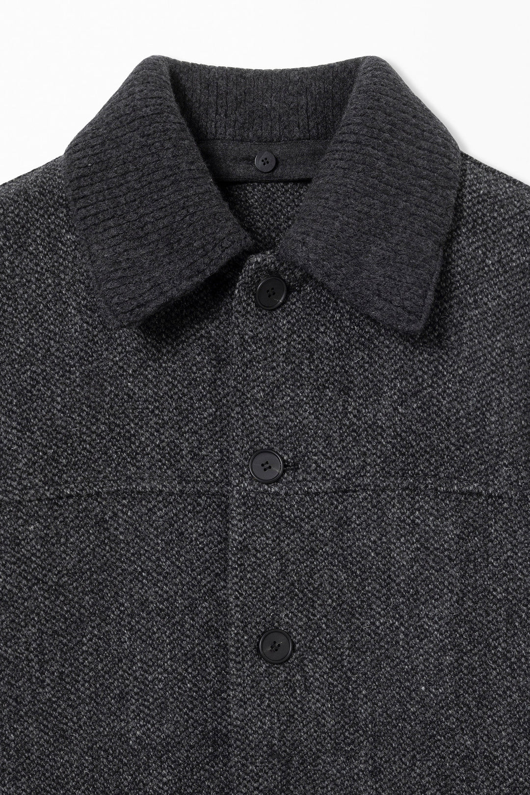 Gray Knit Collared Wool Jacket