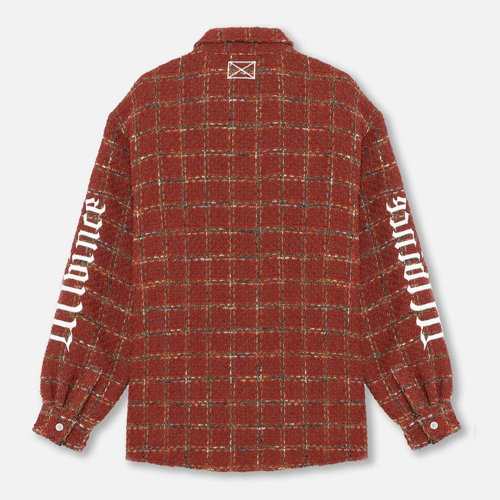 MLVINCE - EMBROIDERY CHECK TWEED SHIRTS – RED