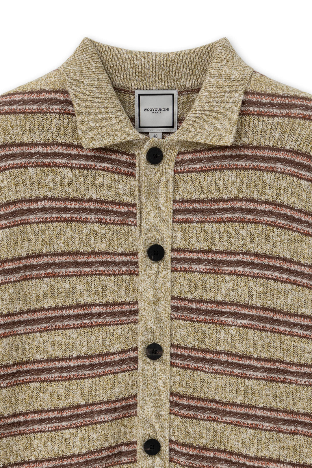 Green Striped Short Sleeve Cardigan