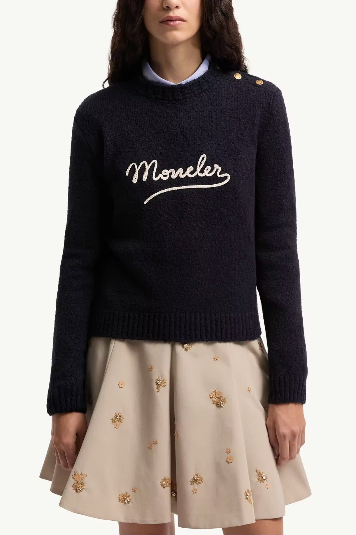 【極美品】MONCLER スプリング クルーネックセーター ネイビー XL 春夏 セーター