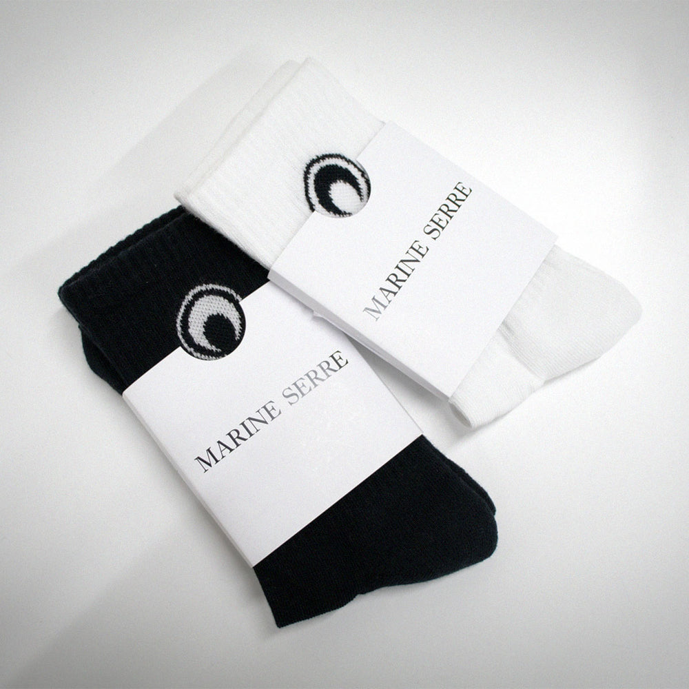 Marine Serre - Moon Logo Ribbed Knit Crew Socks