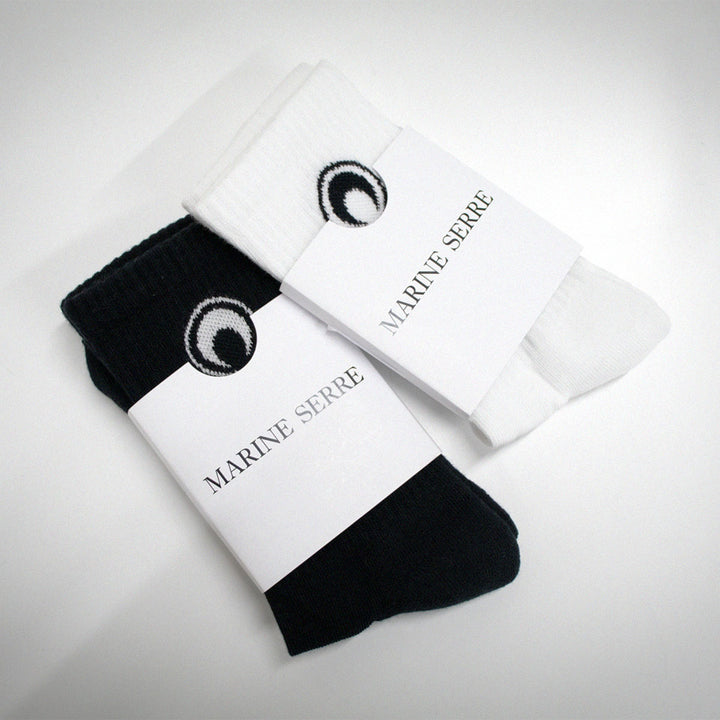 Marine Serre - Moon Logo Ribbed Knit Crew Socks