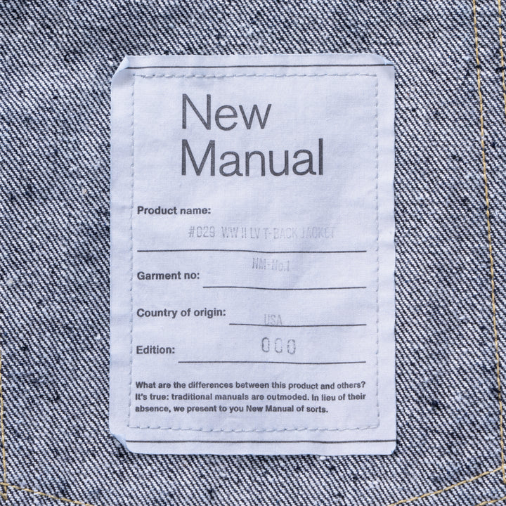 New Manual - #029 WW Ⅱ LV T-BACK JACKET ONE-WASHED