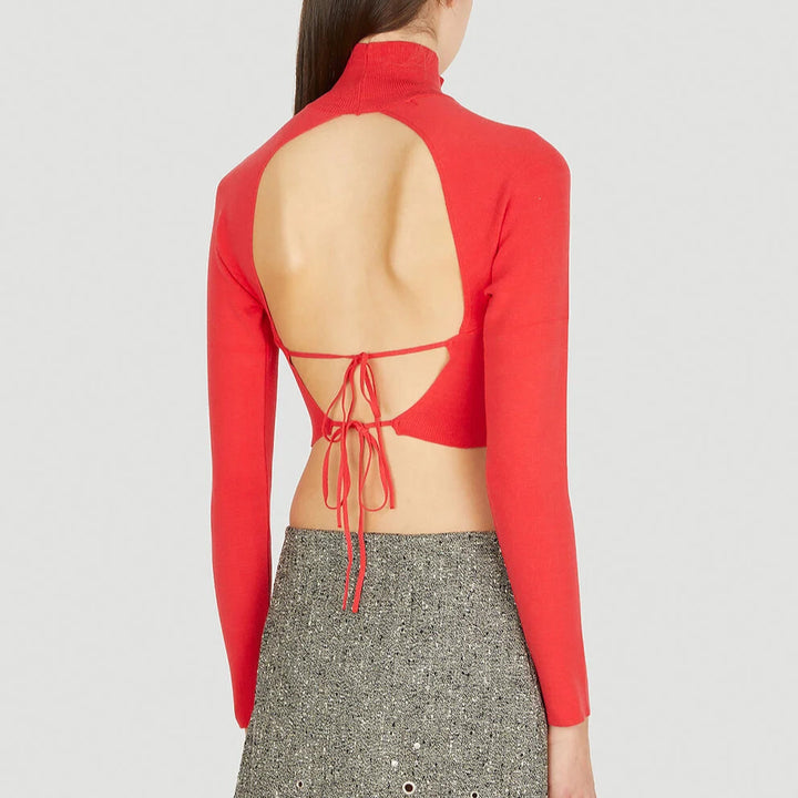 Back Ribbon Cropped Mask Top