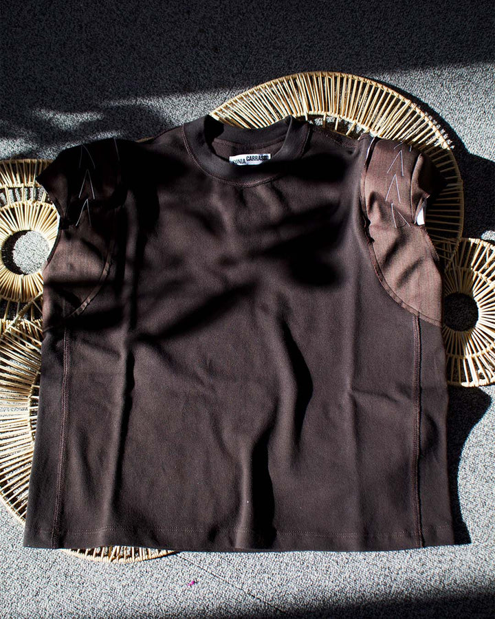 SONIA CARRASCO - TAILORED SHOULDERS PIQUE TOP