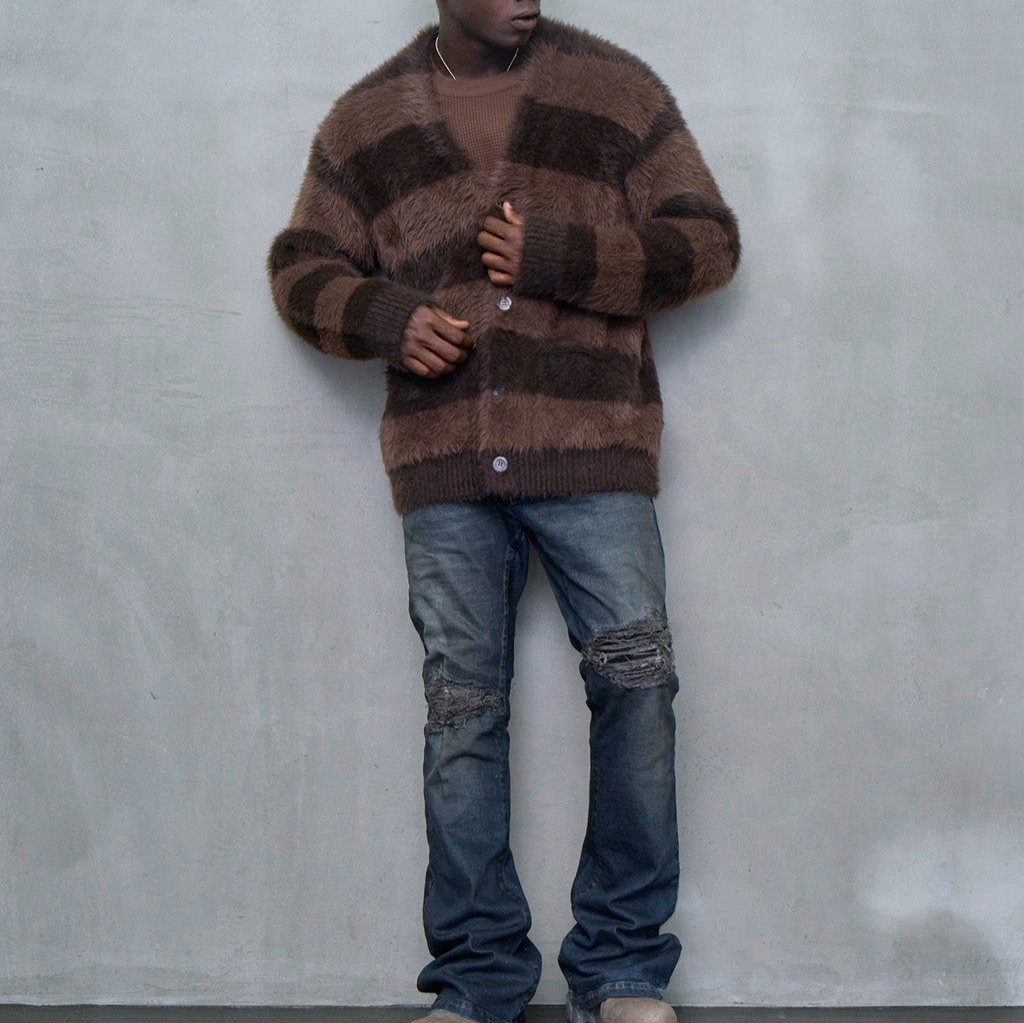 メルヴィンス SHAGGY CARDIGAN ブラウン サイズL S3075 メルヴィンス SHAGGY CARDIGAN ブラウン サイズL S3075