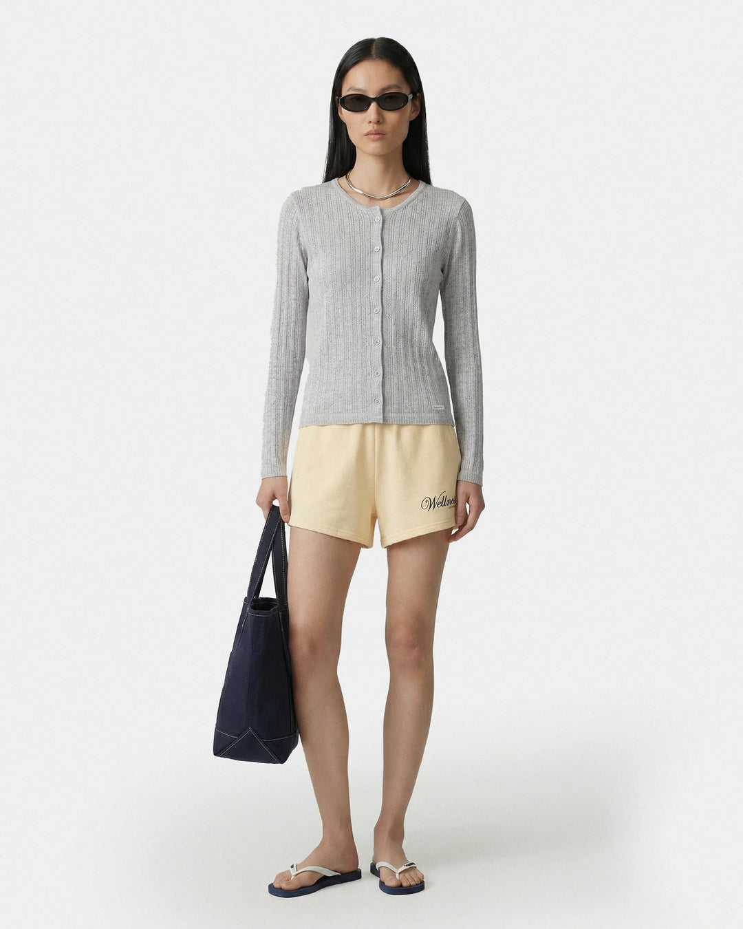 Signature Logo Pointelle Cardigan