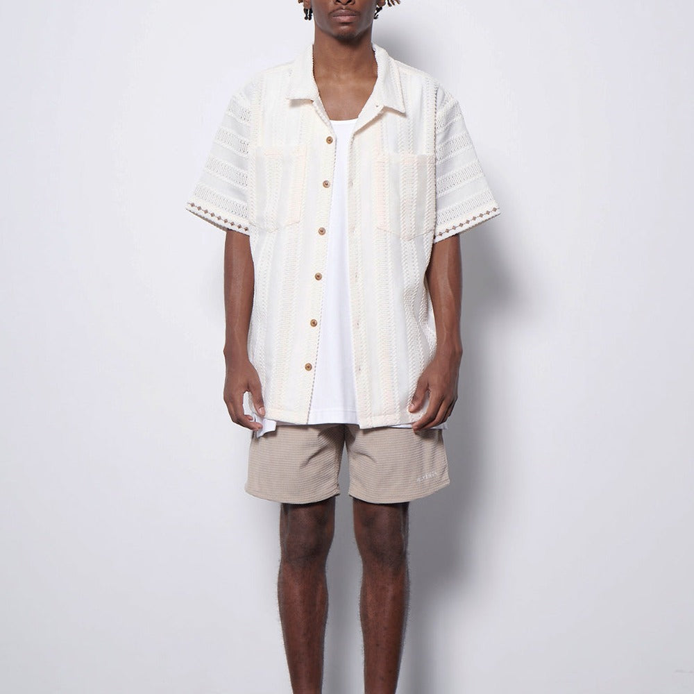 MLVINCE - STRIPE LACE S/S SHIRTS