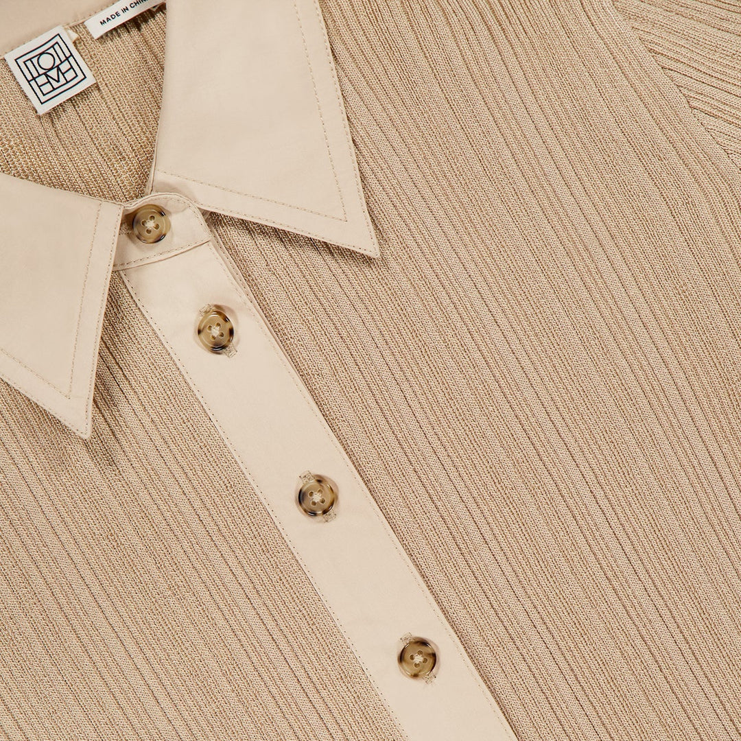 Half-placket knit shirt Peanut