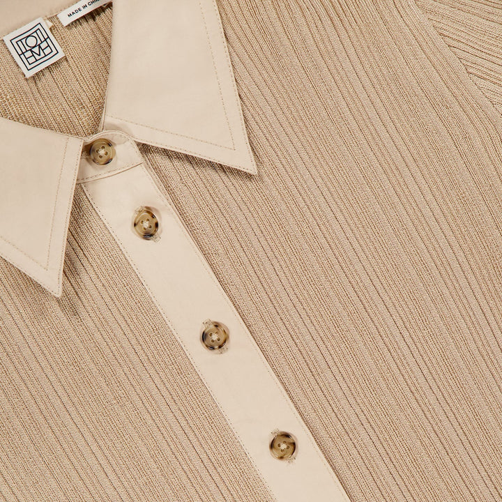 Half-placket knit shirt Peanut
