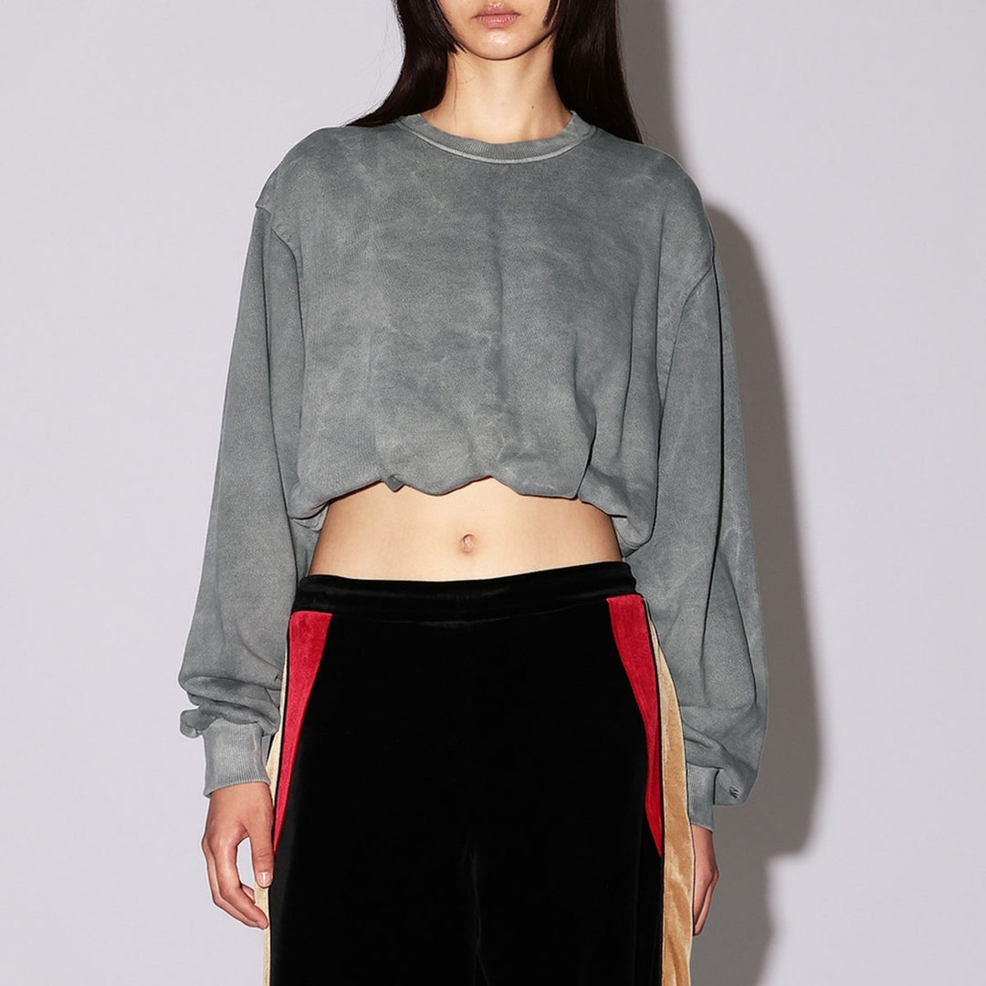 WASHED CROPPED CRENECK SWEATSHIRT