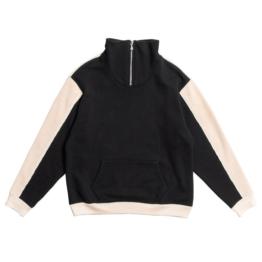 Embroidery Half Zip Sweatshirt - THE WORLD IS YOURS