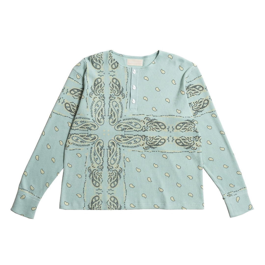Paisley Henley Neck Long T-shirt - THE WORLD IS YOURS