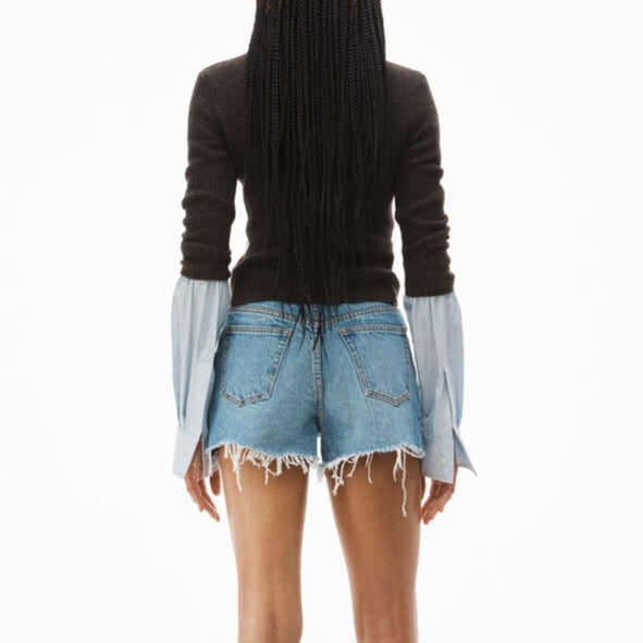 RIBBED CREWNECK PULLOVER W/COMPACT COTTON CUFF - Alexander Wang