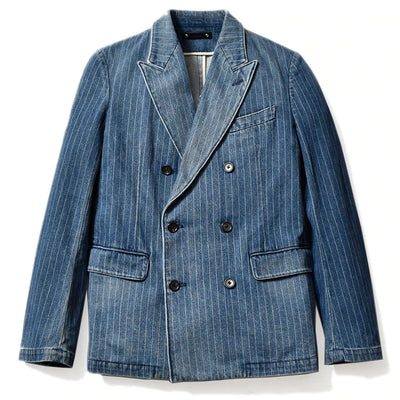 Discharge Chalk Stripe Denim D/B JKT - Why are you here?