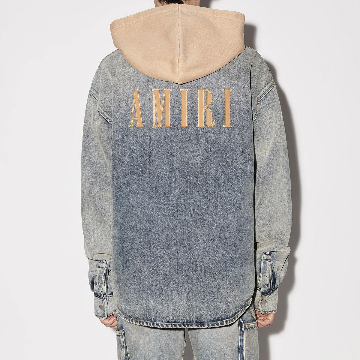 DENIM HOODED OVERSHIRT - Why are you here?