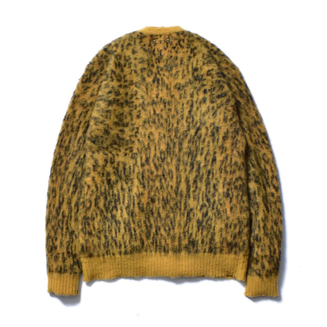 Kid Mohair Leopard Knit Long Cardigan - MINEDENIM